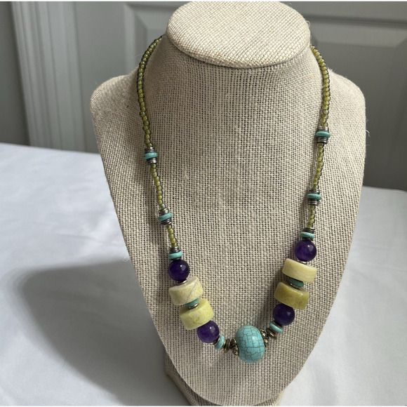 Carol Kent Semi-precious and glass beaded necklace - Picture 1 of 8
